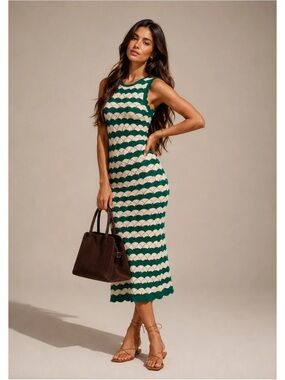 $365 MISA Los Angeles Rosalba Crochet Knit Dress